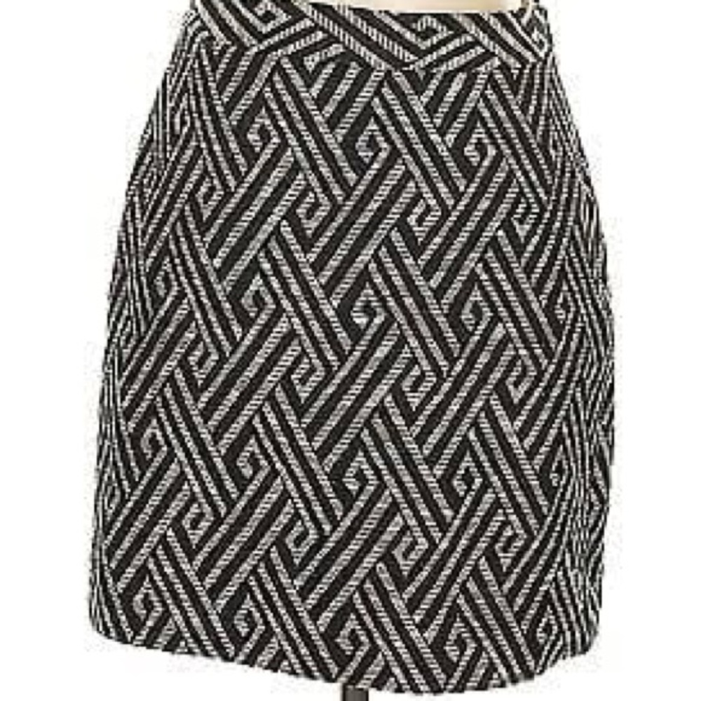 Banana Republic Heritage Woven Geo Jacquard Mini Skirt Black/Cream Sz 0